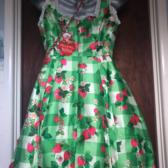 LAST 1 NWT Dolls Kill x Strawberry Shortcake Zing In Spring Mini Dress - Picture 3 of 7